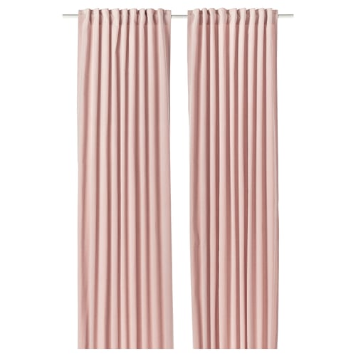 SANELA Curtains, 1 pair - pale pink/with heading tape 140x250 cm