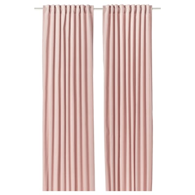 SANELA Curtains, 1 pair, pale pink/with heading tape, 140x250 cm