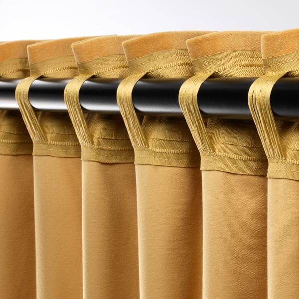 SANELA Room darkening curtains, 1 pair, golden-brown, 140x250 cm