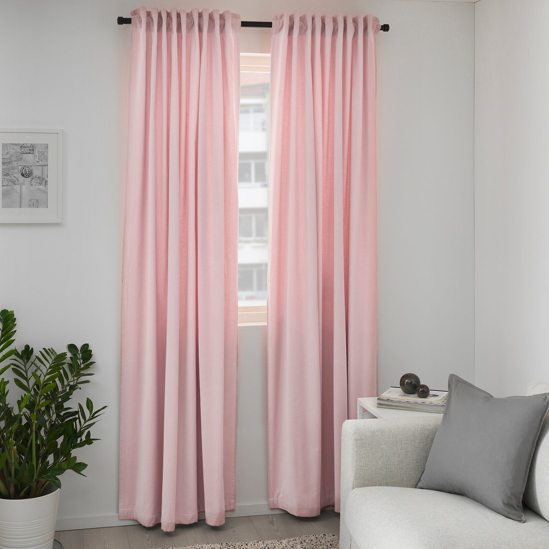 SANELA light pink, Room darkening curtains, 1 pair, 140x250 cm IKEA