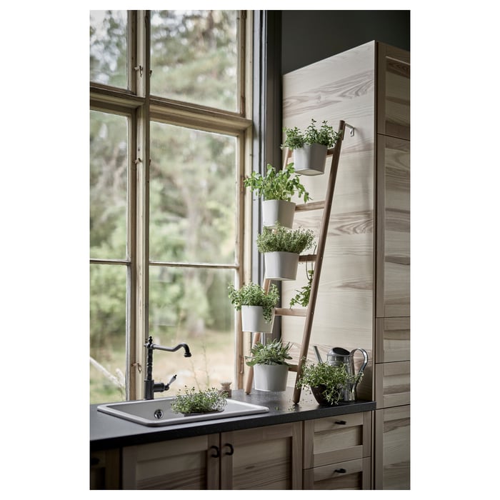 SATSUMAS Bamboo Plant Stand with 5 White Plant Pots, 125cm IKEA
