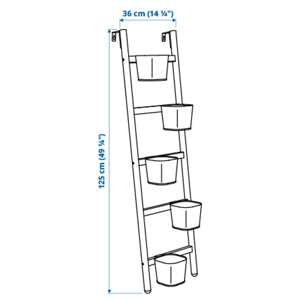 SATSUMAS Bamboo Plant Stand with 5 White Plant Pots, 125cm IKEA