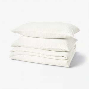 SCHERSMIN Duvet cover and 2 pillowcases, white, 200x200/50x80 cm
