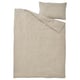 The SCHERSMIN duvet cover set in light beige, made from breathable 100% organic cotton, featuring a simple, soft, and airy muslin texture.