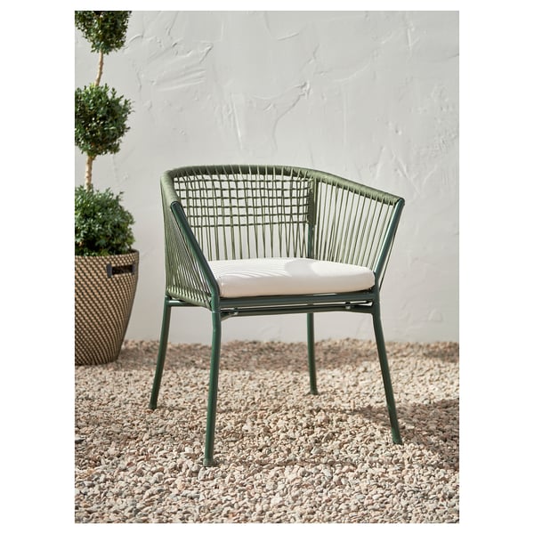 SEGERÖN chair with armrests, outdoor, dark green - IKEA