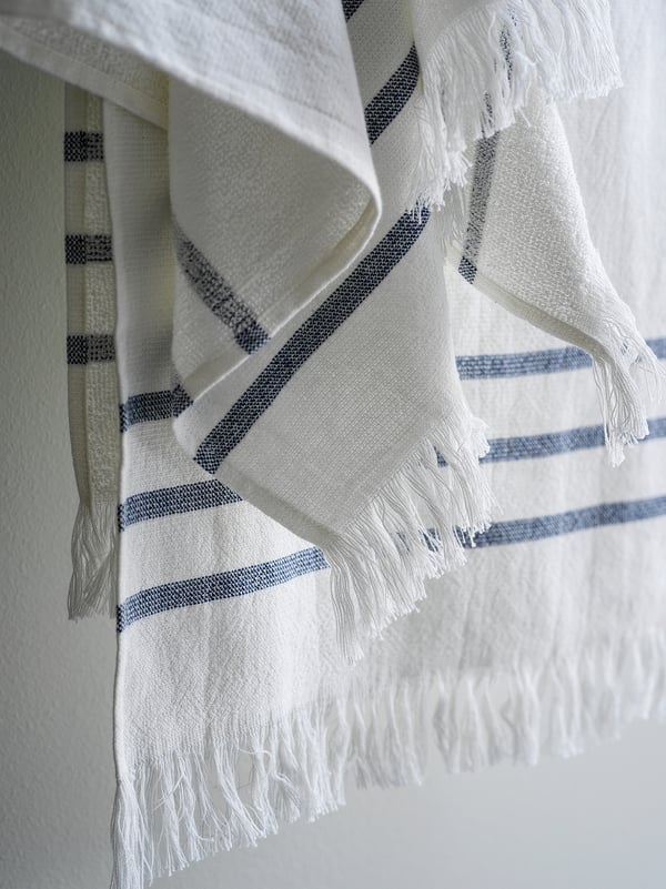 SIESJÖN Hand towel, white/blue stripe, 50x100 cm