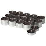 SILKESTRÄD Scented tealight, leather & vanilla/brown, 3.5 hr