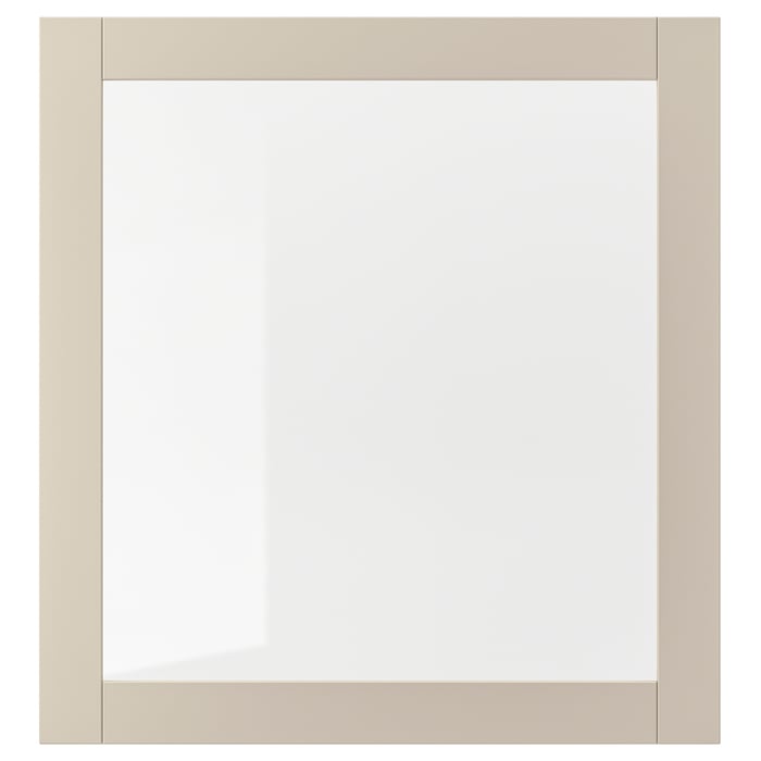 SINDVIK glass door, light grey-beige/clear glass, 60x64 cm - IKEA UK