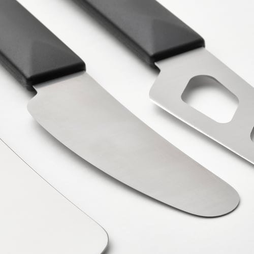SKÄRLÅNGA Cheese knife set of 3, stainless steel/black IKEA