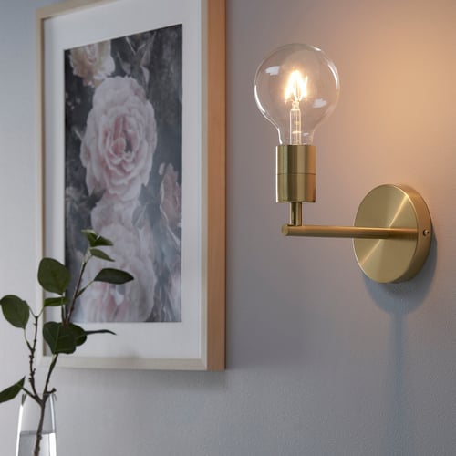 SKAFTET Wall lamp, wiredin installation, brassplated IKEA