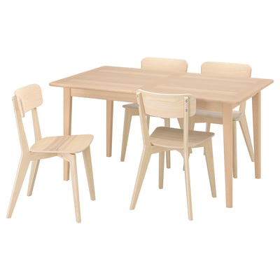 SKANSNÄS: modern 4-seat light wood dining set with extendable table and curved back chairs.