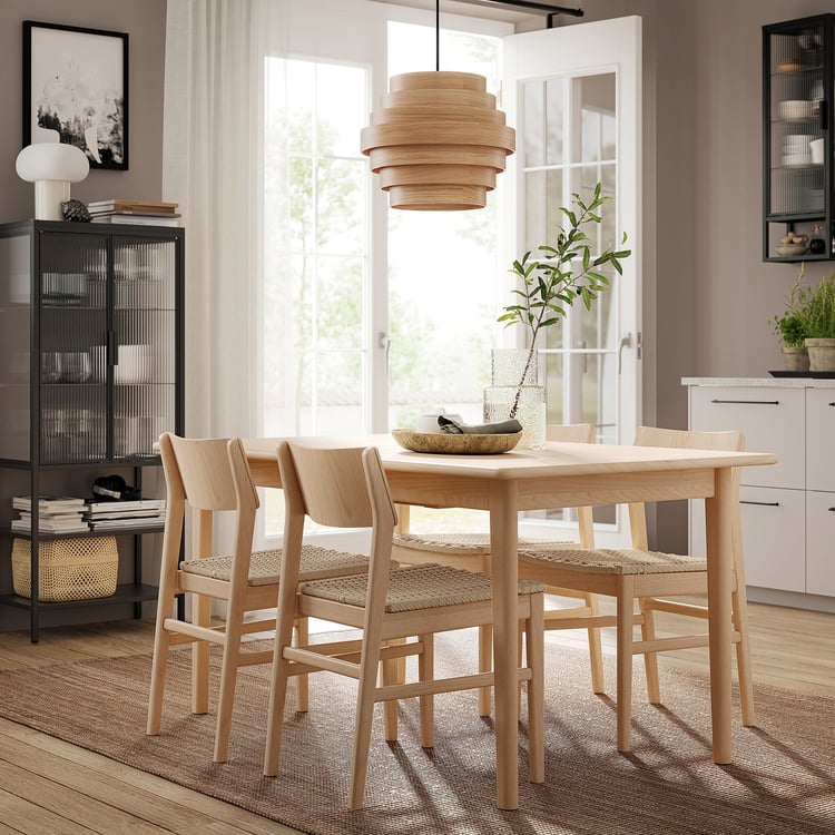 SKANSNÄS / SKANSNÄS dining table and 4 chairs, light beech veneer/light ...