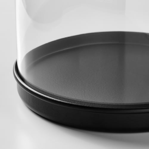 SKÖNJA Glass dome with base, clear glass/black, 16 cm IKEA