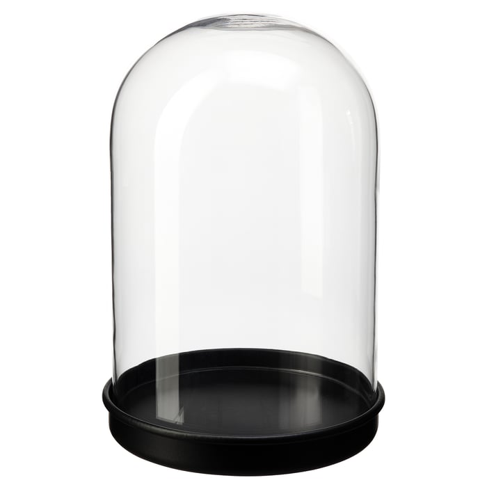 SKÖNJA Glass dome with base, clear glass/black, 21 cm IKEA