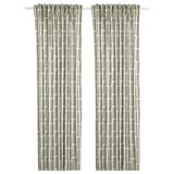 SKOGSSTJÄRNA Curtains, 1 pair, grey-green/white, 145x250 cm