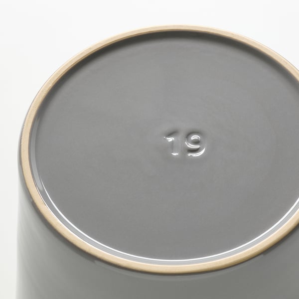SKOGSVINBÄR Plant pot, in/outdoor grey, 19 cm