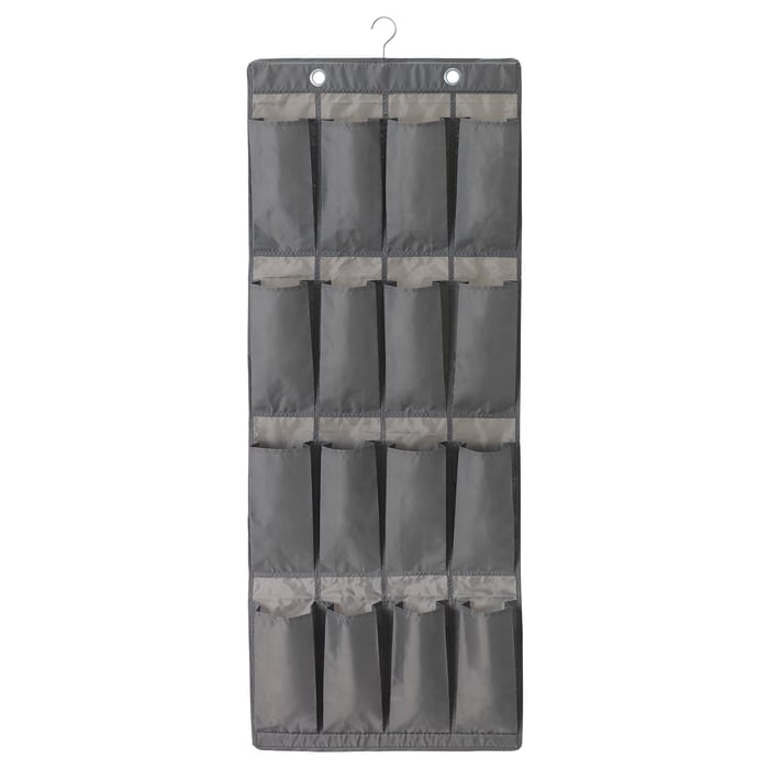 SKUBB hanging shoe organiser w 16 pockets, dark grey IKEA