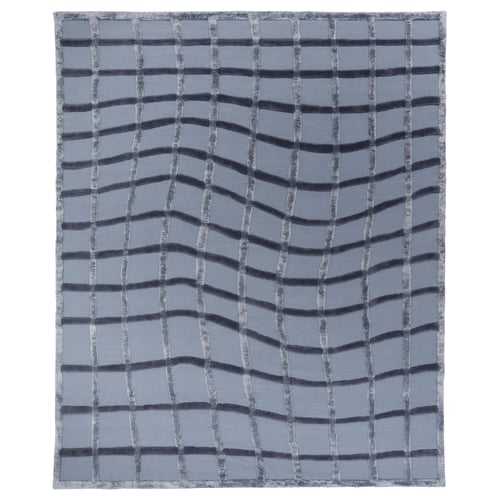 SKUGGSVINGEL rug: blue, handwoven wool, wave pattern, rectangle.