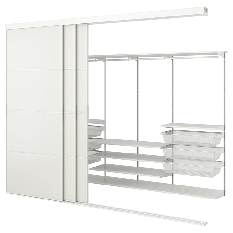 SKYTTA / BOAXEL walkin wardrobe with sliding doors, white/Tjörhom