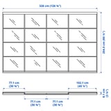 SKYTTA / FÄRVIK Sliding door combination, aluminium/white glass, 326x205 cm