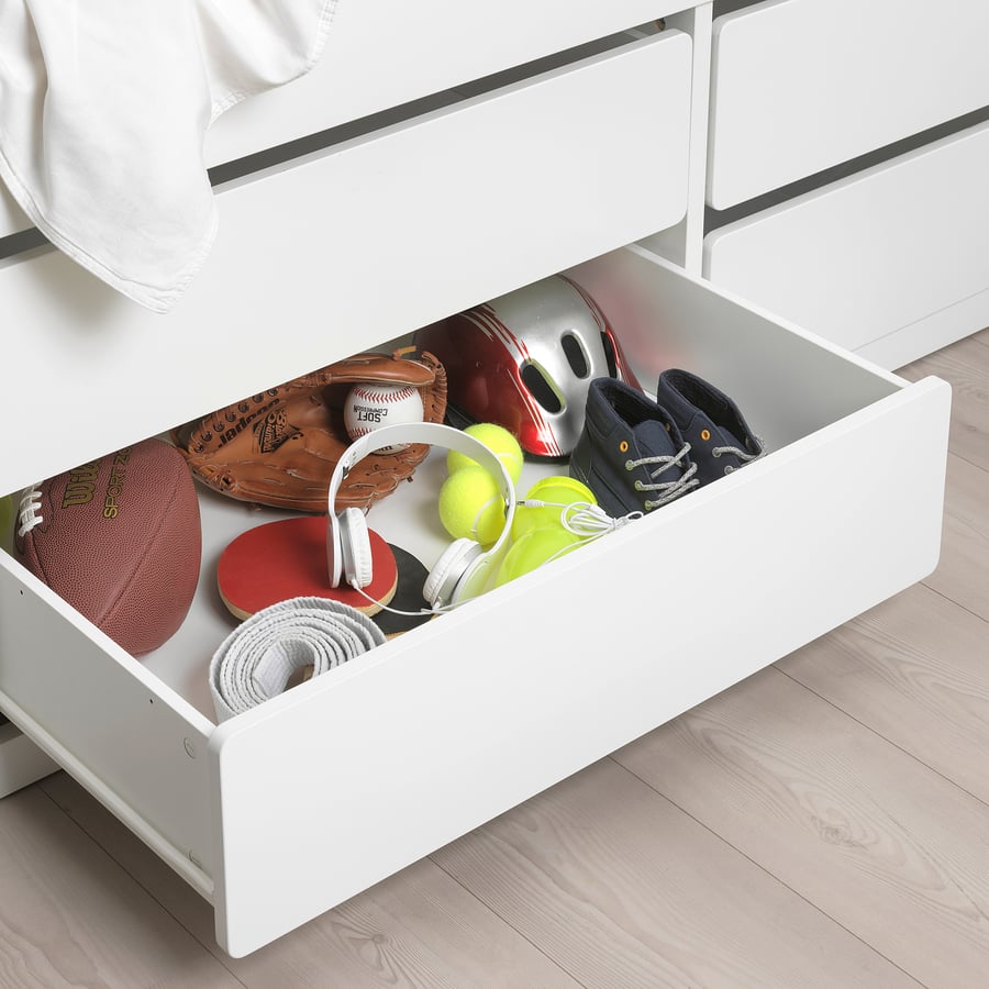 SLÄKT bed frame w storage+slatted bedbase, white, 90x200 cm IKEA