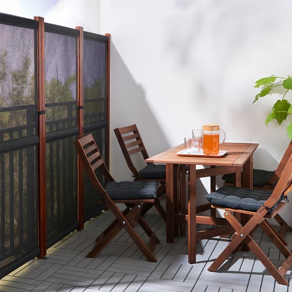 Slatto Black Brown Stained Privacy Screen Outdoor Ikea