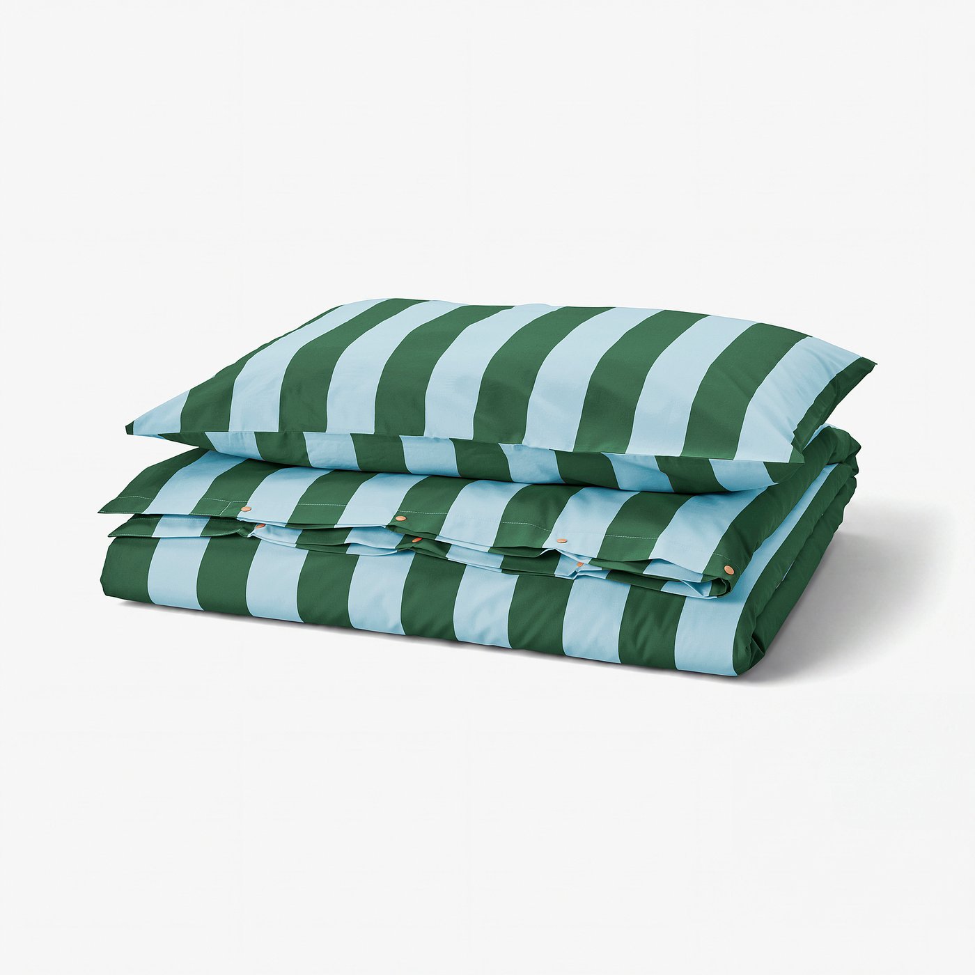 SLÅNHÖSTMAL Duvet cover and pillowcase, light blue dark green/stripe, 150x200/50x80 cm