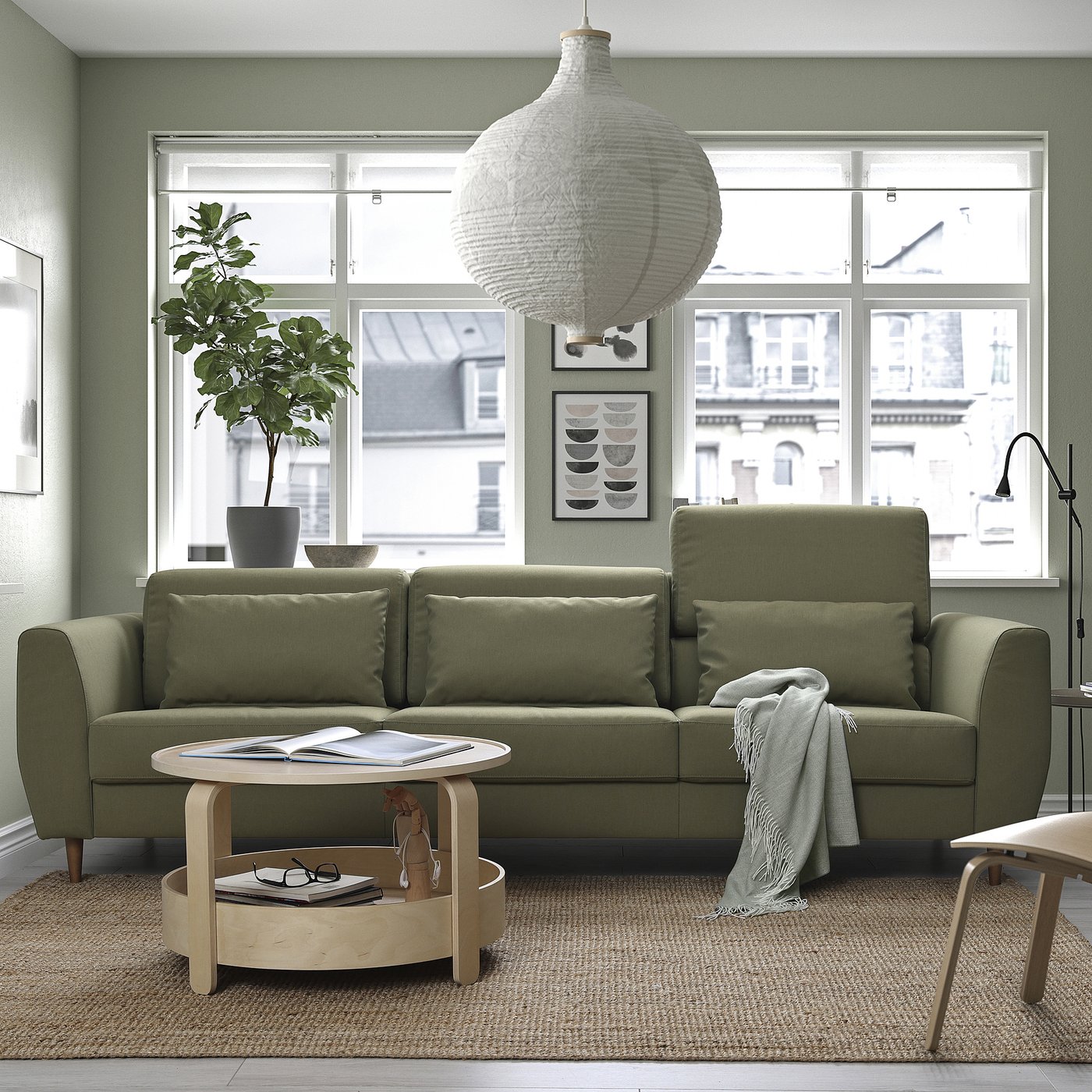 SLATORP 3-seat sofa, Vissle yellow-green - IKEA UK