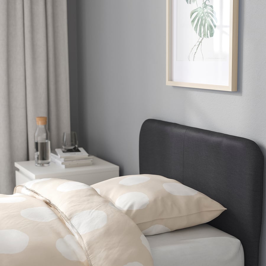 SLATTUM Vissle Dark grey, single upholstered bed frame IKEA
