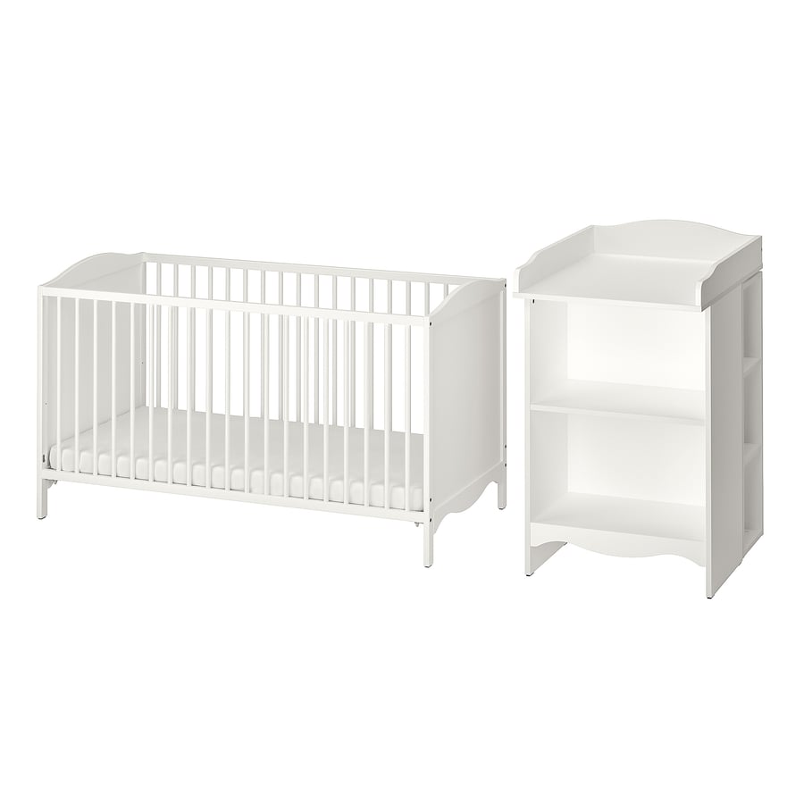 SMÅGÖRA 2piece baby furniture set, white, 70x140 cm IKEA
