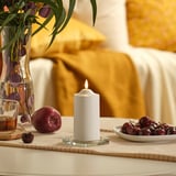 SMÅLOM LED pillar candle, battery-operated white, 14 cm