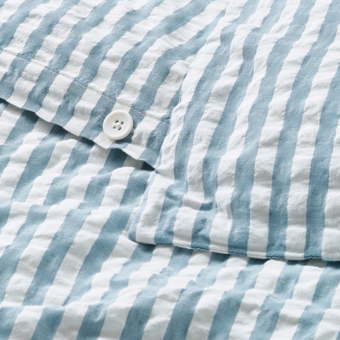 IKEA Provinsros QUEEN Full Duvet COVER and Pillowcases Set BLUE White