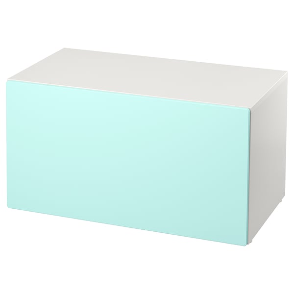 SMÅSTAD Bench with toy storage - white/pale turquoise - IKEA