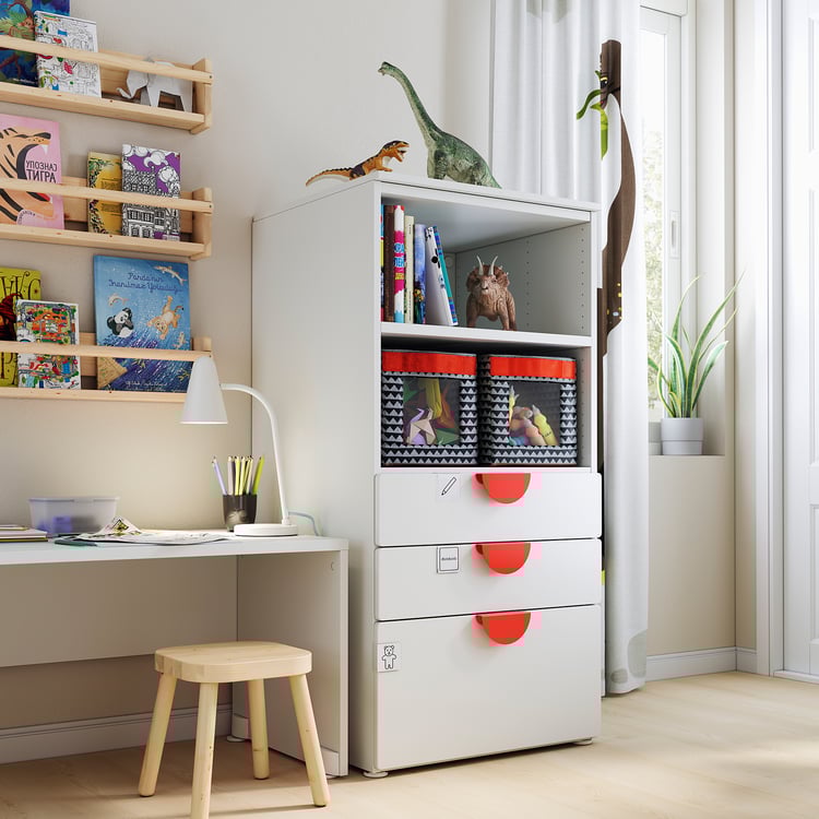SMÅSTAD / PLATSA Bookcase, white white/with 3 drawers, 60x57x123 cm IKEA