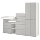 SMÅSTAD / PLATSA Storage combination, white grey/with changing table, 210x79x181 cm