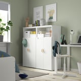 SMÅSTAD / PLATSA Storage combination, white/white with 6 shelves, 120x42x123 cm
