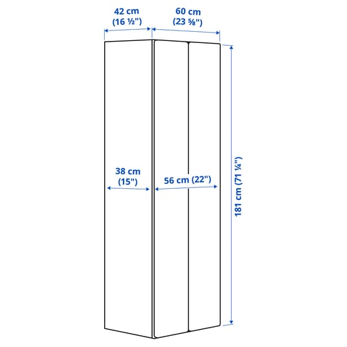 SMÅSTAD / PLATSA Wardrobe, white/light green, 60x42x181 cm