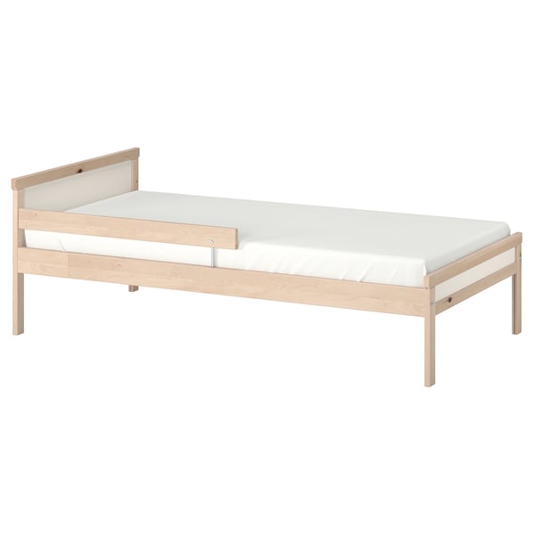 SNIGLAR Bed frame with slatted bed base, beech, 70x160 cm