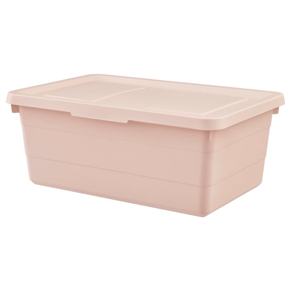 SOCKERBIT Box with lid, pink, 38x25x15 cm
