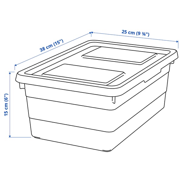 SOCKERBIT Box with lid, pink, 38x25x15 cm