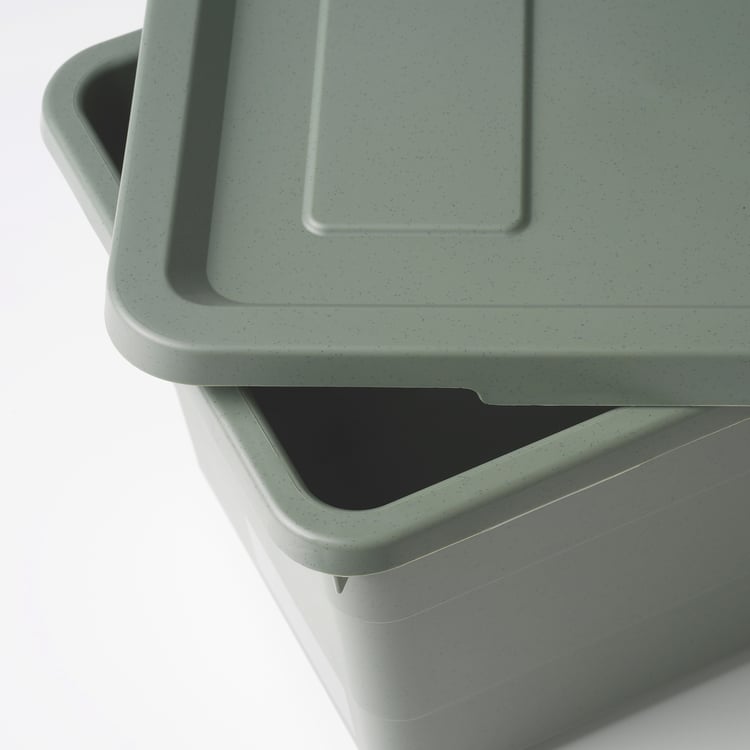 SOCKERBIT storage box with lid, greygreen, 19x26x15 cm IKEA