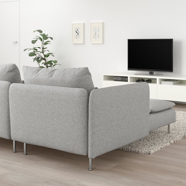 SÖDERHAMN 4-seat sofa with chaise longue, Tallmyra white/black