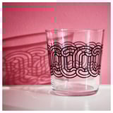 SÖTRÖNN Glass, clear glass patterned/black, 30 cl