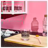SÖTRÖNN Glass, clear glass patterned/black, 30 cl