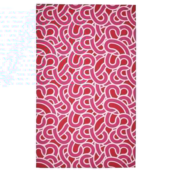 SÖTRÖNN Tablecloth, patterned white/bright red bright pink, 145x240 cm