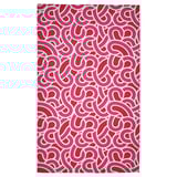 SÖTRÖNN Tablecloth, patterned white/bright red bright pink, 145x240 cm