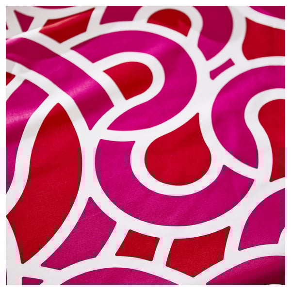 SÖTRÖNN Tablecloth, patterned white/bright red bright pink, 145x240 cm