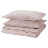 SOLFIBBLA Duvet cover and 2 pillowcases, white red/stripe, 240x220/50x80 cm