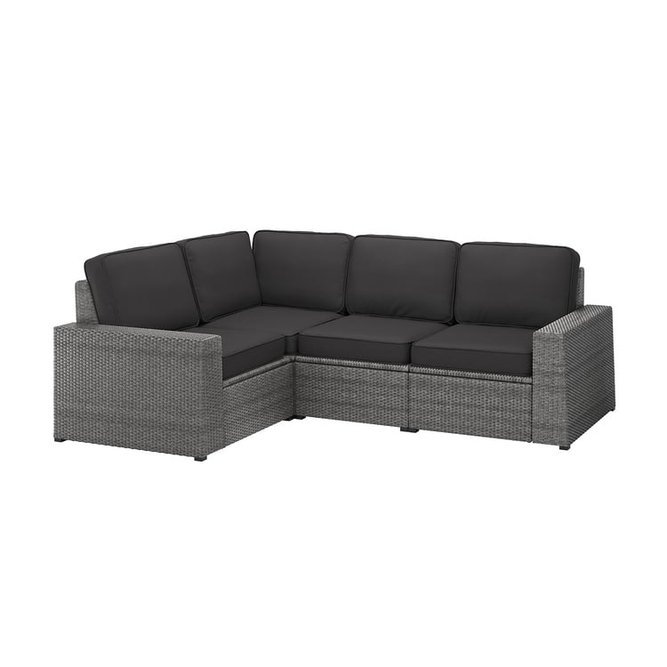 SOLLERÖN 3 seater corner garden sofa, dark grey/Järpön/Duvholmen