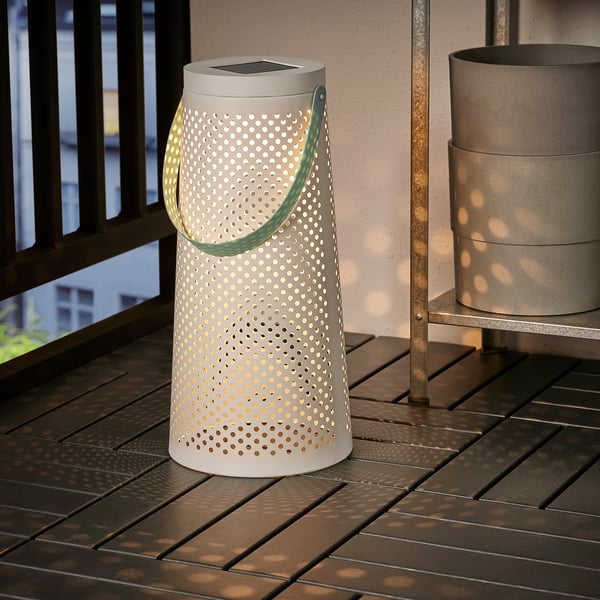 Solvinden Led Solar Powered Floor Lamp Cone Shaped White 45 Cm Ikea